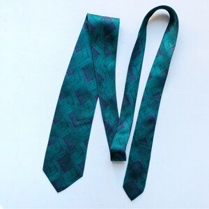 Vintage Giorgio Armani 100% Silk Green and Purple Geometric Tie 80’s